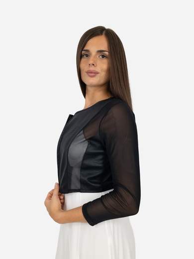 NEW COLLECTION Coprispalle Cerimonia Aperto Donna in Tulle Stretch ed Ecopelle Slim Fit ODPM01-980-2