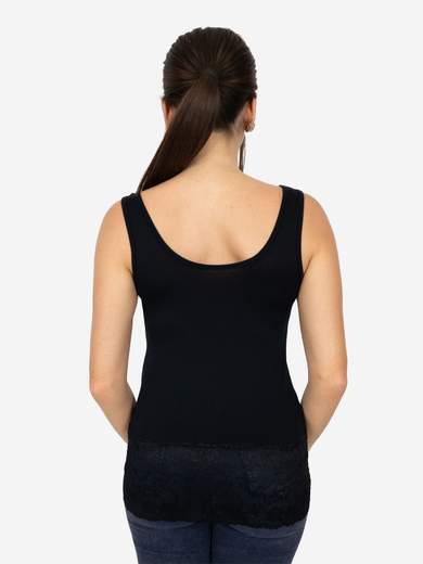 Canotta Donna Slim Fit con Pizzo in Fondo – Modello Corto Elasticizzato