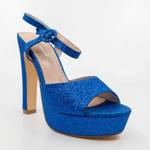 CHIARA FOSCARI Sandali Blu Elettrico Eleganti Da Cerimonia Glitterati Con Plateau AHH-136-BLUETTE
