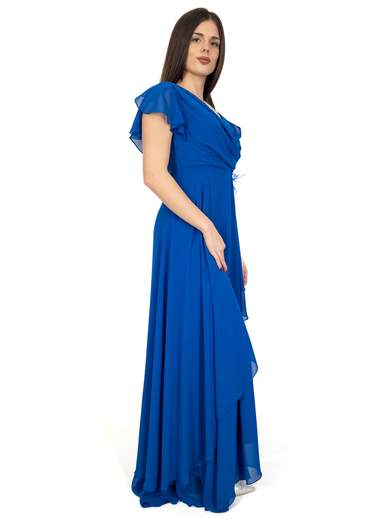 Abito lungo cerimonia in chiffon con scollo a V Stile Impero