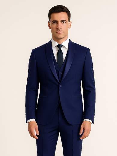 MARCEL MOREL Abito uomo Drop 8 Slim Fit da cerimonia con gilet e revers sciallato in raso – Made in Italy AB0480-GIL-DROP-8