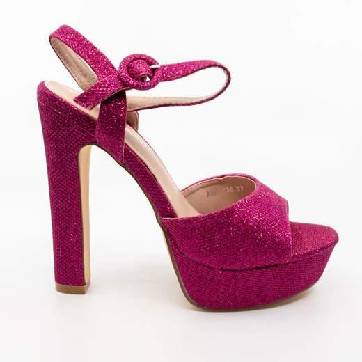 CHIARA FOSCARI Sandali Fucsia Eleganti Glitterati  Con Tacco Alto E Plateau AHH-136-FUCSIA