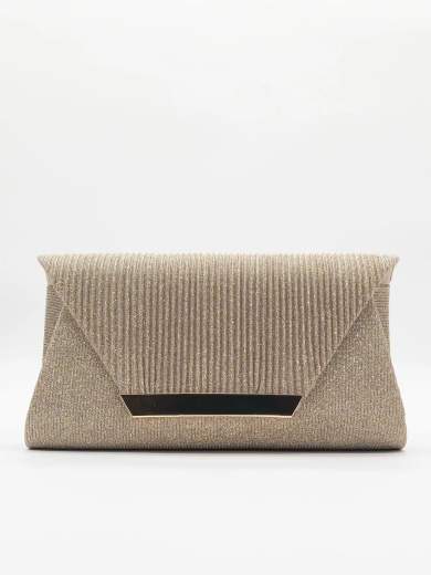 Pochette oro glitterata elegante con tracolla rimovibile