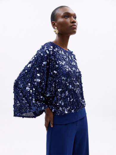Women’s Sequin Blouse and Flare Cady Trousers Set