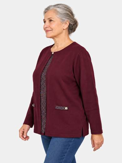 Oversized Viscose Top with Lurex Detail and Jeweled Faux Pockets