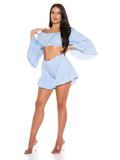 KOUCLA Completo Coordinato Top e Shorts con Volant 0000SET62108
