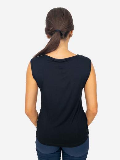 Women’s Sleeveless Top in Viscose with Draped Neckline
