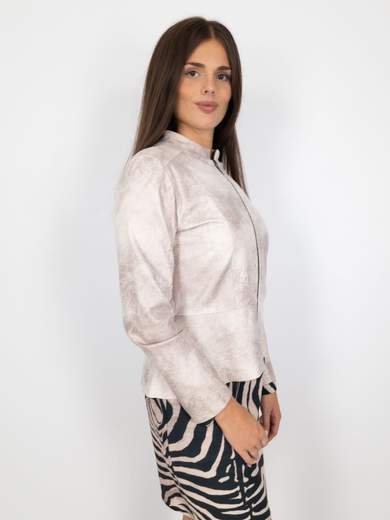 Giacca Ecopelle Donna Corta Con Zip E Maniche Lunghe