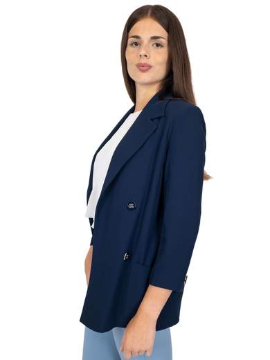 PERLA Giacca Lunga Donna Blazer Finto Doppiopetto Con Tasca Elegante