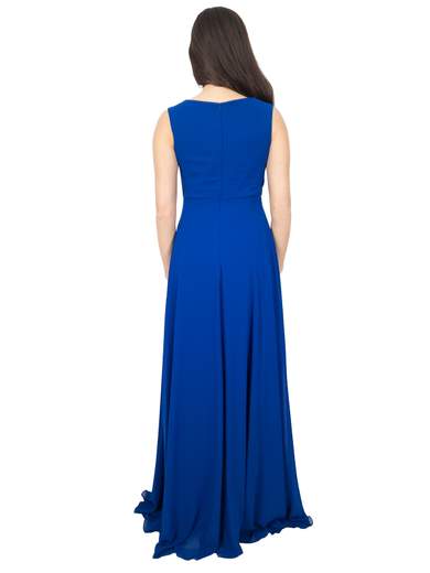 Long formal dress with detachable cape and removable brooch