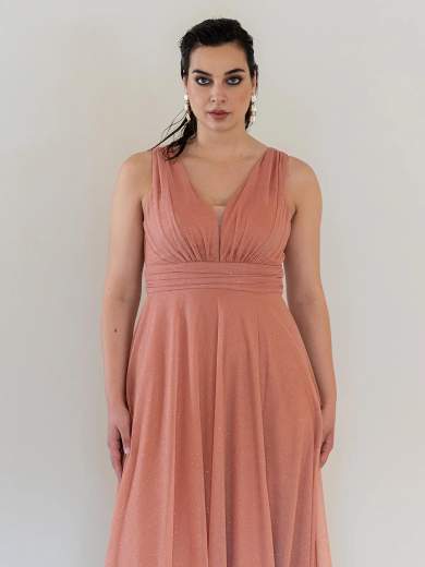 Sologioie Curvy Abito da cerimonia curvy lungo glitterato stile impero con stola YSE480TU2259