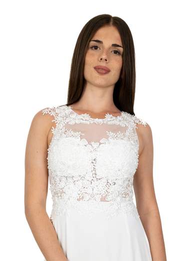 Abito Sposa Corpetto Pizzo Economico Semplice Bianco Elegante