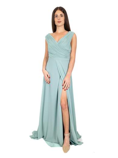 Vestito cerimonia lungo stile impero con spacco taglie curvy