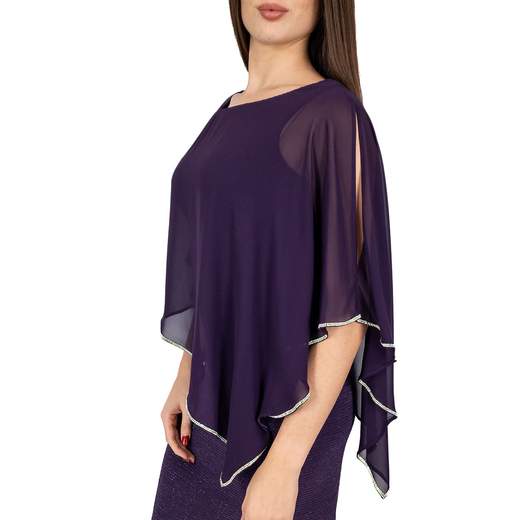 Abito Lungo Cerimonia Elegante Glitterato con Mantella