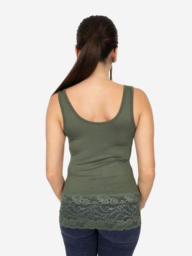 Canotta Donna Slim Fit con Pizzo in Fondo – Modello Corto Elasticizzato