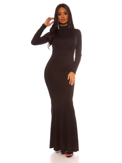 Abito Lungo con Schiena Scoperta e Maniche Lunghe – Eleganza Seducente