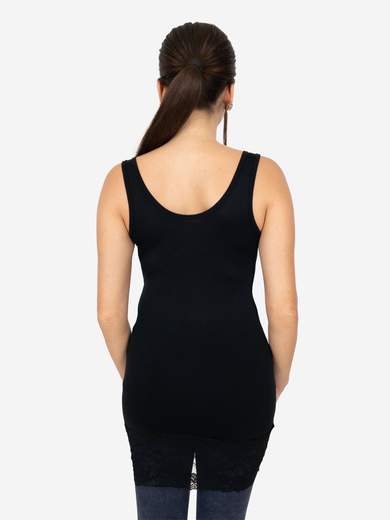 Canotta Donna Lunga Con Pizzo In Fondo Basic Per Leggings Slim Fit