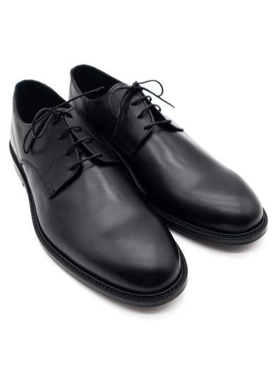 Men's Black Leather Derby Shoes with Leather Sole