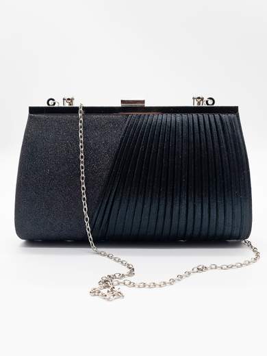 MICHELLE MOON Elegant Black Glitter & Pleated Clutch xx3470-nero