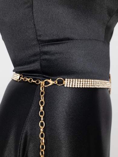 Elegant Rhinestone Belt with Adjustable Chain – Glamorous Women's Accessory