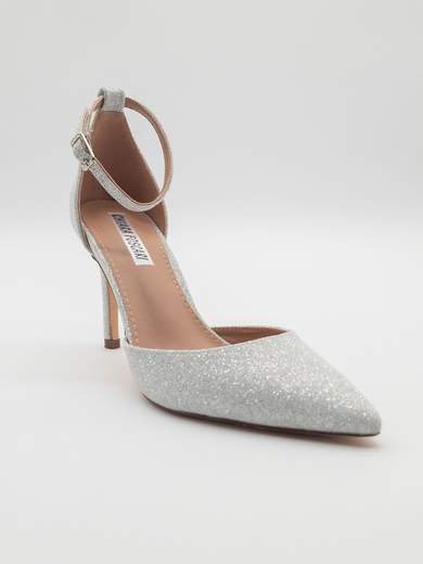 CHIARA FOSCARI Décolleté argento glitterate con tacco sottile 9 cm e cinturino – Chiara Foscari A30-106-ARGENTO