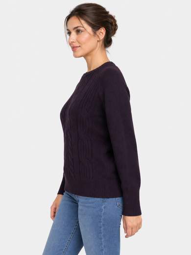 Soft Crew-Neck Sweater with Textured Front