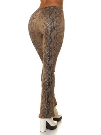 High-Waisted Bootcut Faux Leather Snake Print Pants