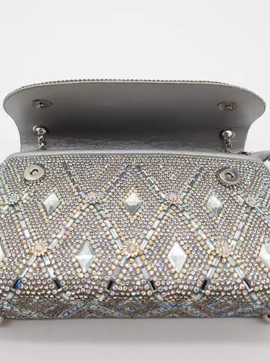 Sparkling Silver Evening Bag with Rhinestones