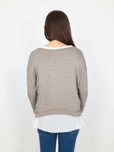 Maglia Donna Manica Lunga A Girocollo Con Canotta