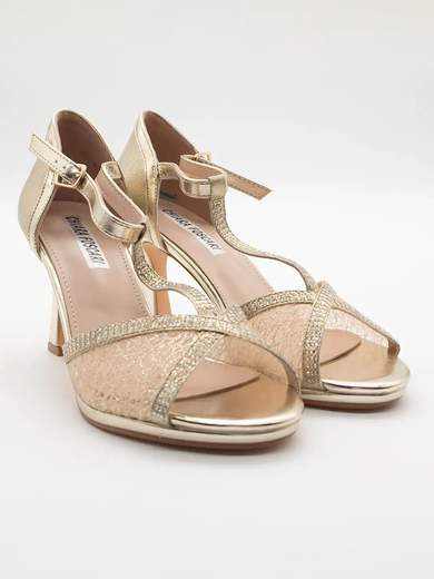Women's Gold Ceremony Sandal with Lurex and 8 cm Hourglass Heel