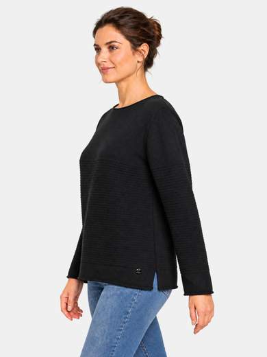 Textured viscose blend crew neck top