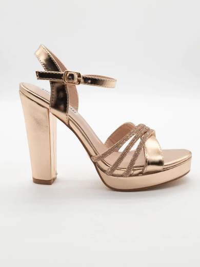 CHIARA FOSCARI Sandalo alto bronzo con strass e plateau A37-386-BRONZO