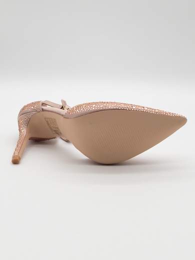 Champagne Formal Pumps with Rhinestones and 9 cm Heel A71-819-CHAMPAGNE