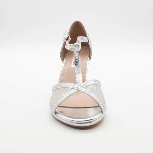 Sandalo da Cerimonia Argento con Tacco a Clessidra