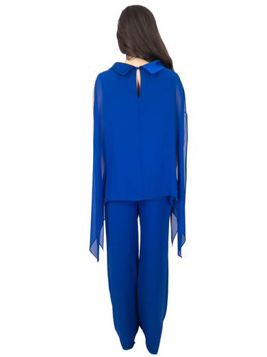 Bianca Brandi Completo Donna Elegante in Chiffon con Casacca Effetto Mantella e Pantalone Morbido 29578