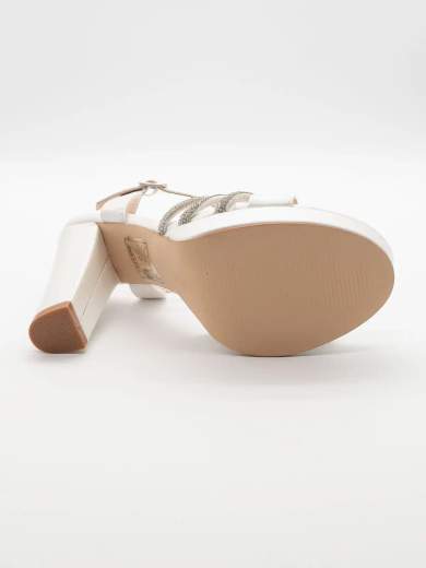 Chiara Foscari Sandalo da cerimonia bianco con strass e tacco largo A37-386-BIANCO