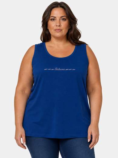 PERLARARA Canotta Curvy in Cotone con Strass C1054