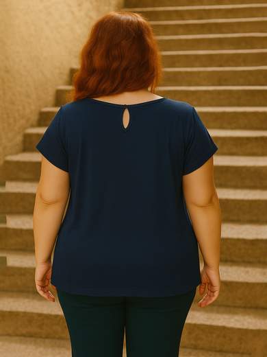 Curvy Girl Curvy viscose T-shirt with rhinestone print – Sizes 46-52 19053-F