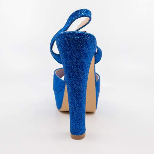 Sandali Blu Elettrico Eleganti Da Cerimonia Glitterati Con Plateau