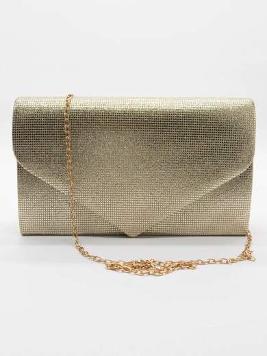 JESSICA Pochette Elegante da Sera Oro con Strass e Tracolla Rimovibile A-2485-ORO