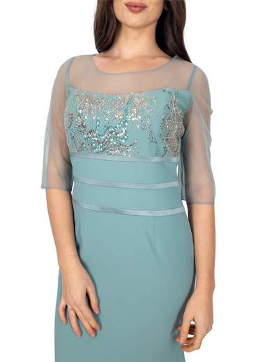 Abito a sirena con giacca per cerimonia mamma della sposa