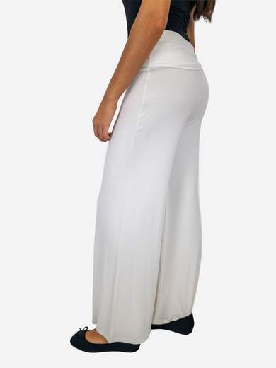 Pantaloni sportivi elasticizzati a palazzo in viscosa con fascia vita alta