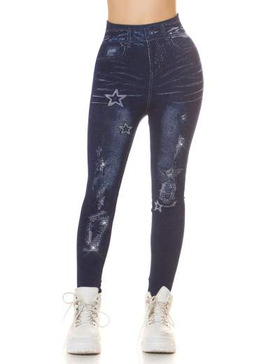 Jeggings Vita Alta con Stelle Glitterate