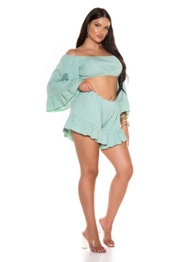 KOUCLA Completo Coordinato Top e Shorts con Volant 0000SET62108