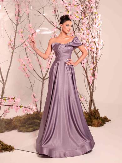 Bianca Brandi Abito Lungo Monospalla in Satin Perlato 29615