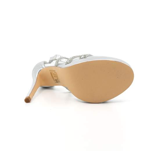 Sandali Gioiello Donna Argento con Tacco a Spillo e Plateau