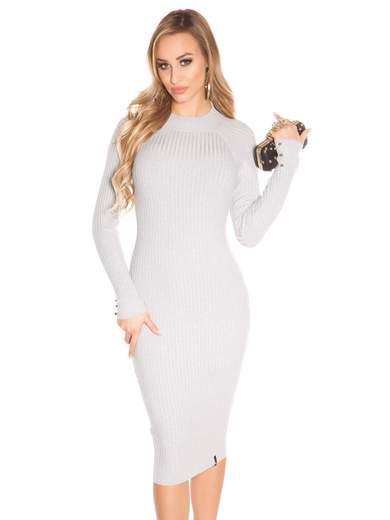 KOUCLA Abito in Maglia Lungo Midi con Schiena Scoperta Sexy