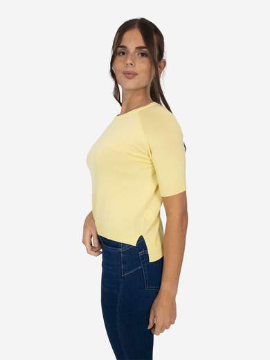 Kesy Women's slim fit crew neck top with side slits OL_11754