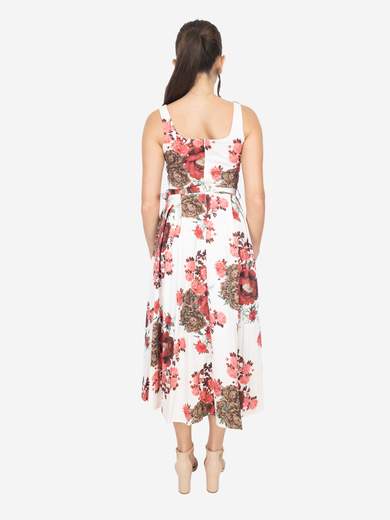 Flared Floral Dress with Belt Made in Italy