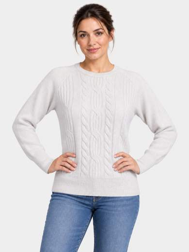 Soft Crew-Neck Sweater with Textured Front